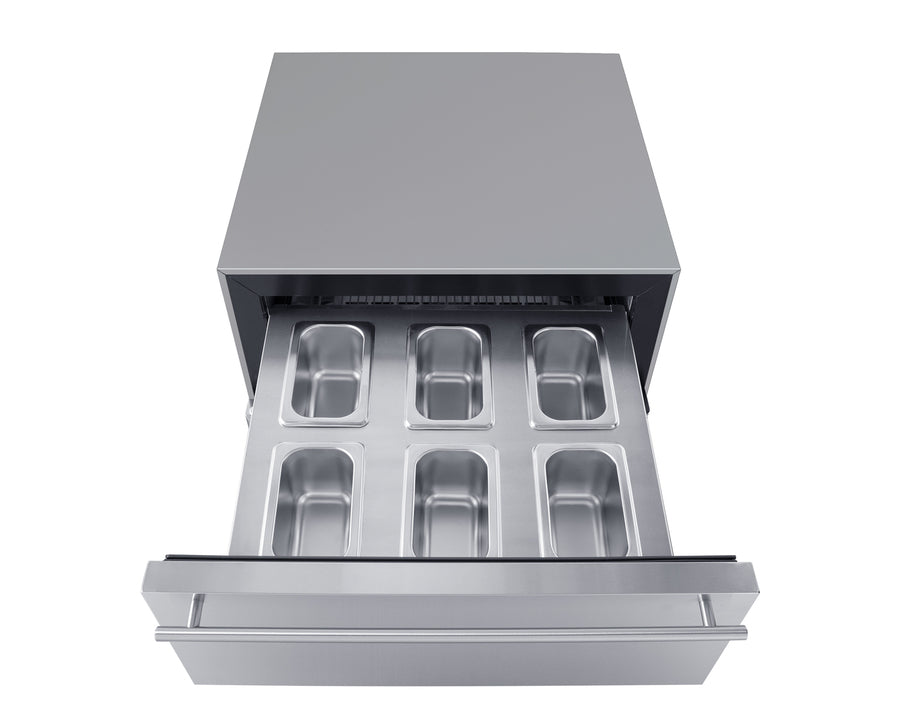 Summit 24" Wide Built-In Commercial Beverage Refrigerator With Top Drawer in Stainless Steel