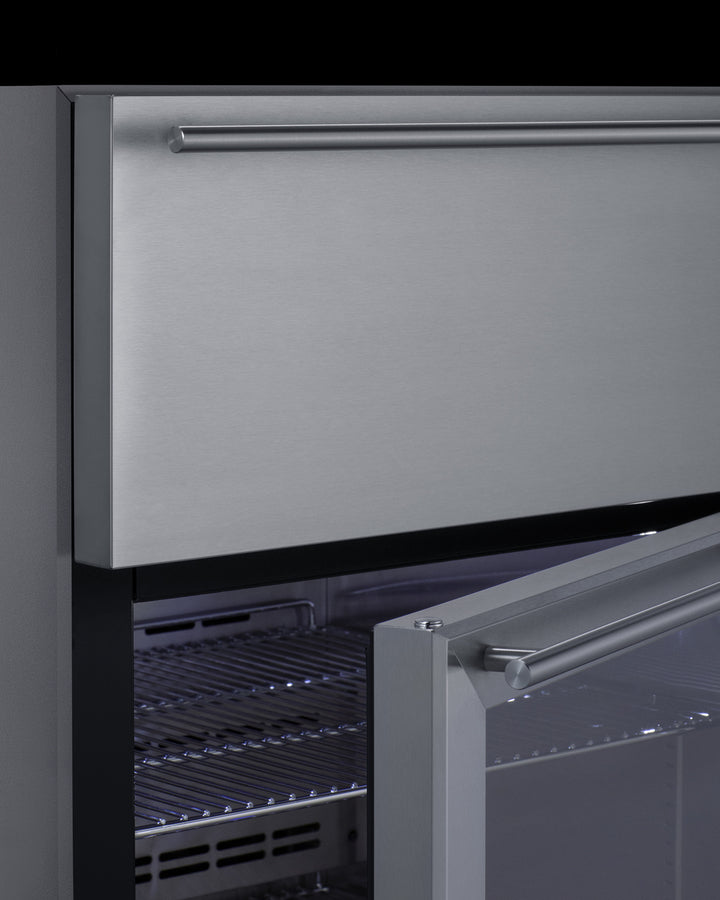 Summit 24" Wide Built-In Commercial Beverage Refrigerator With Top Drawer in Stainless Steel