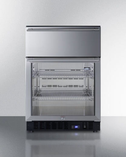 Summit 24" Wide Built-In Commercial Beverage Refrigerator With Top Drawer