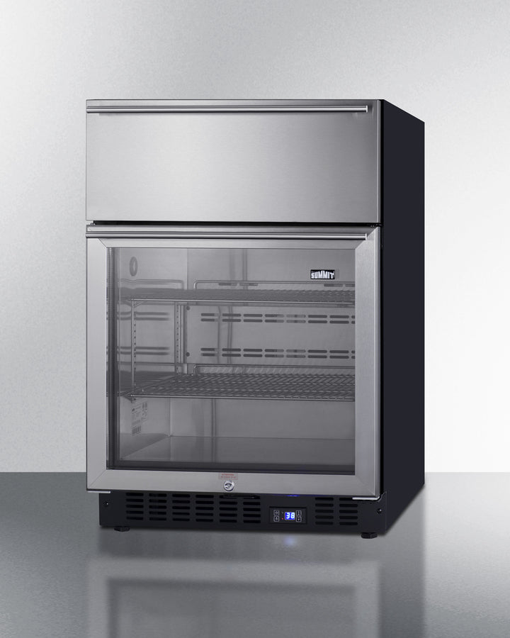 Summit 24" Wide Built-In Commercial Beverage Refrigerator With Top Drawer