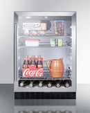 Summit 24" Wide Built-In Glass Door Beverage Center with Black Cabinet