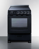 Summit 24" Wide Electric Smooth-Top Range in Black