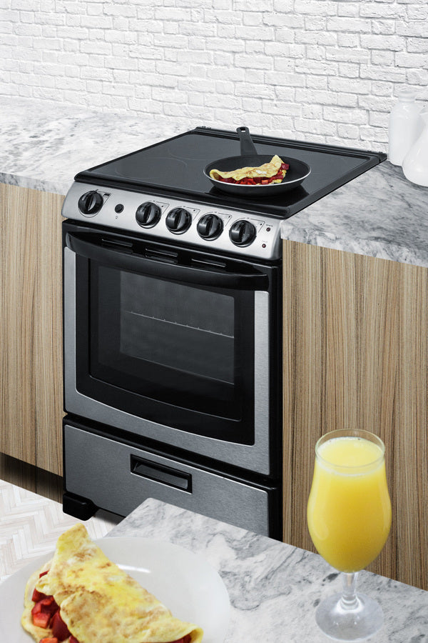 Summit 24" Wide Electric Smooth-Top Range in Stainless Steel