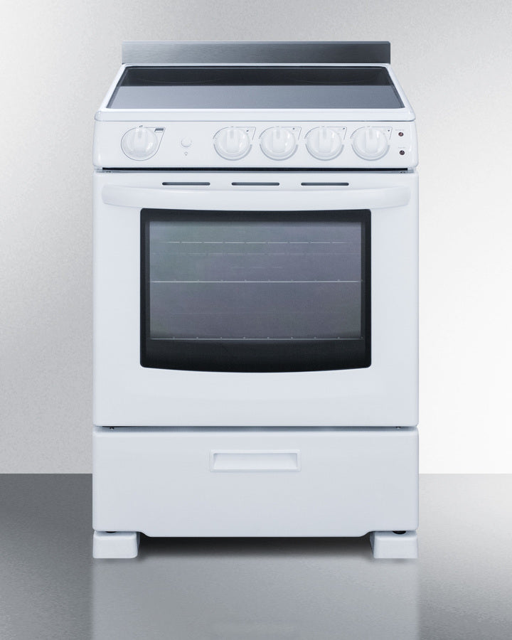 Summit 24" Wide Electric Smooth-Top Range in White