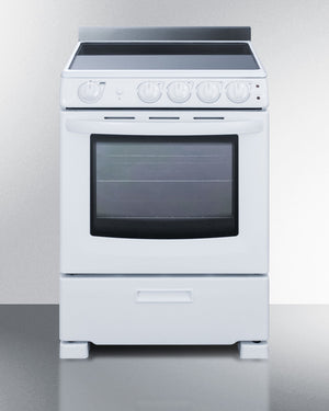 Summit 24" Wide Electric Smooth-Top Range in White