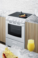 Summit 24" Wide Electric Smooth-Top Range in White