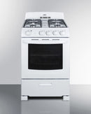 Summit 24" Wide Gas Range in White with Sealed Burners and Oven Window