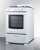 Summit 24" Wide Gas Range in White with Sealed Burners and Oven Window
