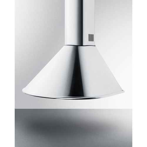 Summit 24" Wide Wall-Mounted Range Hood in Stainless Steel with Curved Canopy