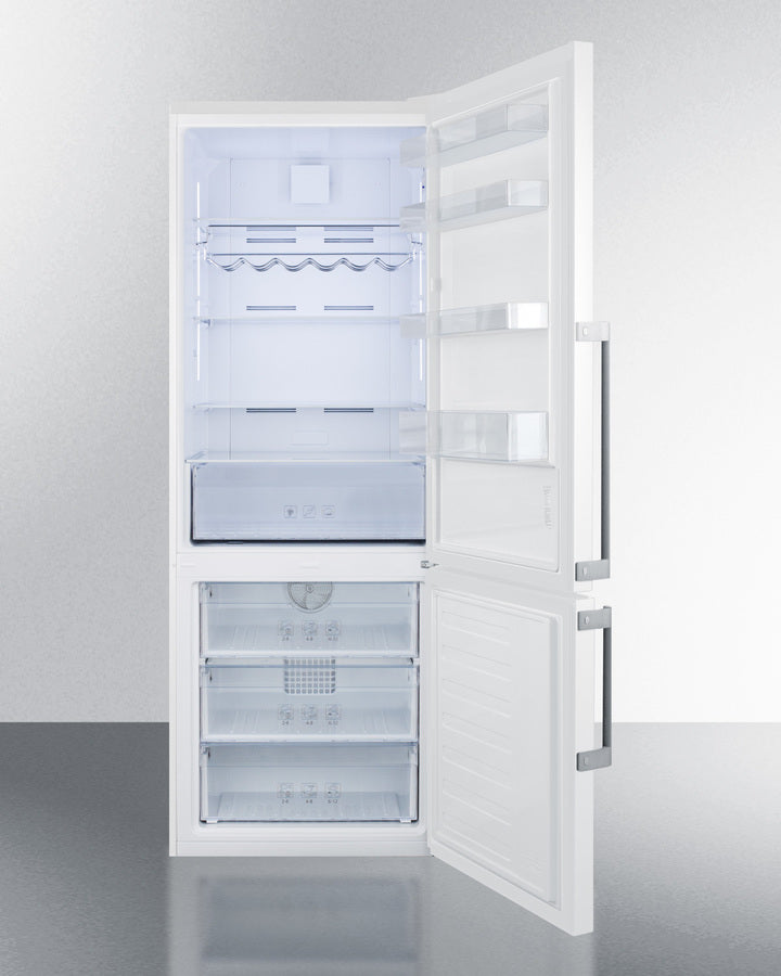 Summit 28" Wide Bottom Freezer Refrigerator in White with Digital Controls