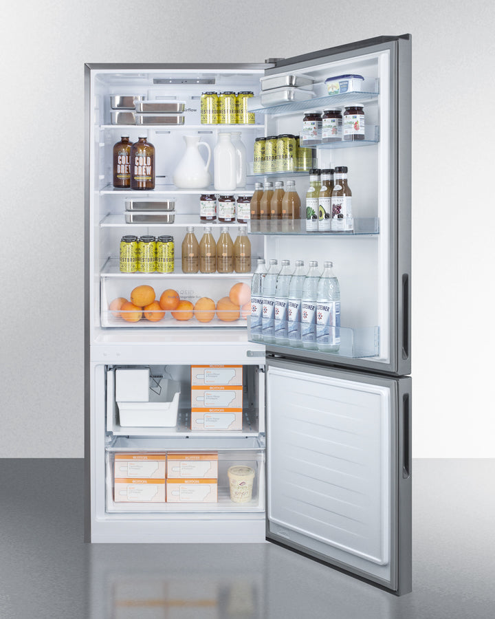 Summit 28" Wide Built-In Bottom Freezer Refrigerator With Icemaker