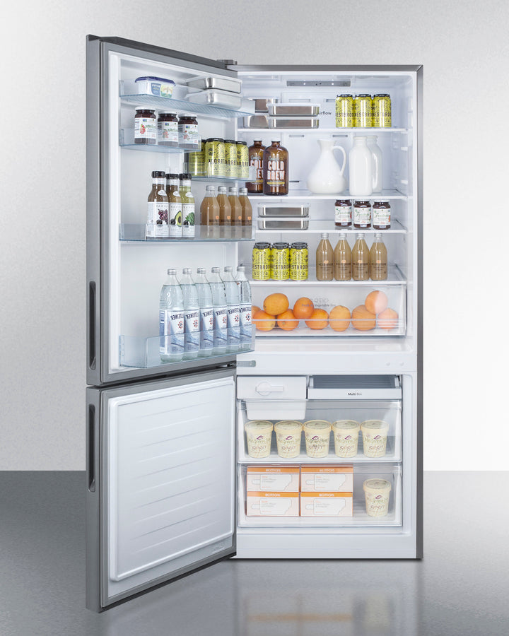 Summit 28" Wide Built-In Bottom Freezer Refrigerator with Left Hand Door Swing