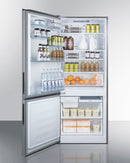 Summit 28" Wide Built-In Bottom Freezer Refrigerator with Left Hand Door Swing