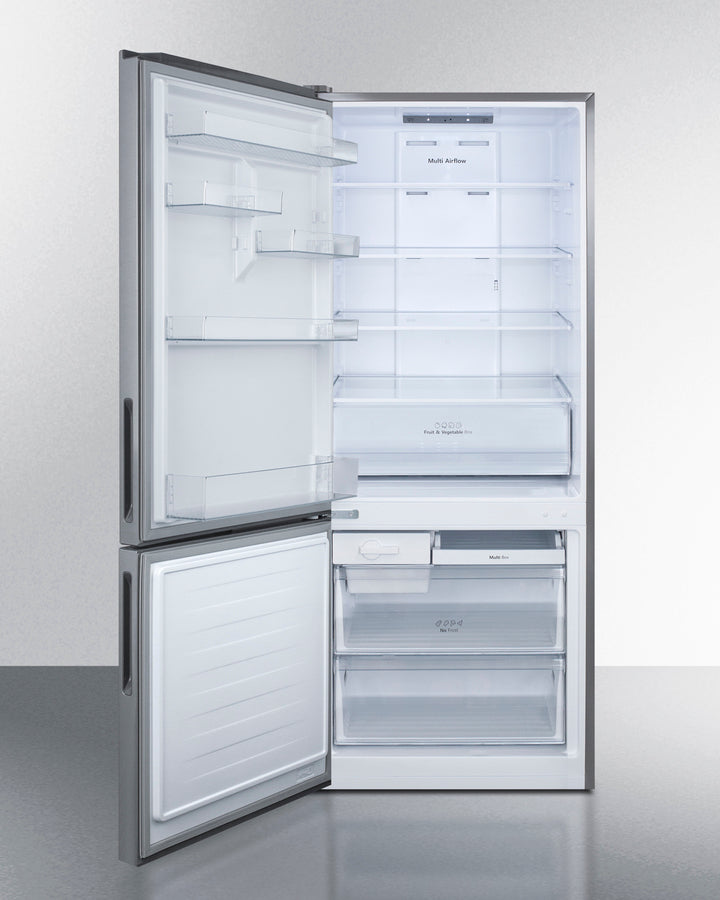 Summit 28" Wide Built-In Bottom Freezer Refrigerator with Left Hand Door Swing