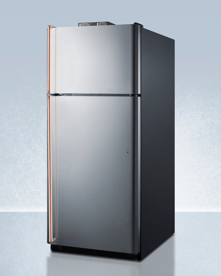 Summit 30" Wide Break Room Refrigerator-Freezer with Antimicrobial Pure Copper Handles Angle