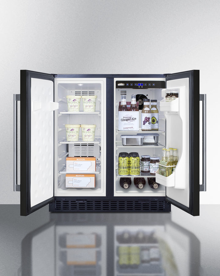 Summit 30" Wide Built-In Refrigerator-Freezer in Black Finish