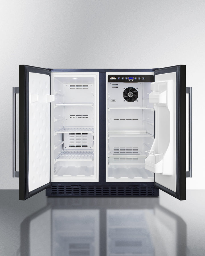 Summit 30" Wide Built-In Refrigerator-Freezer in Black Finish
