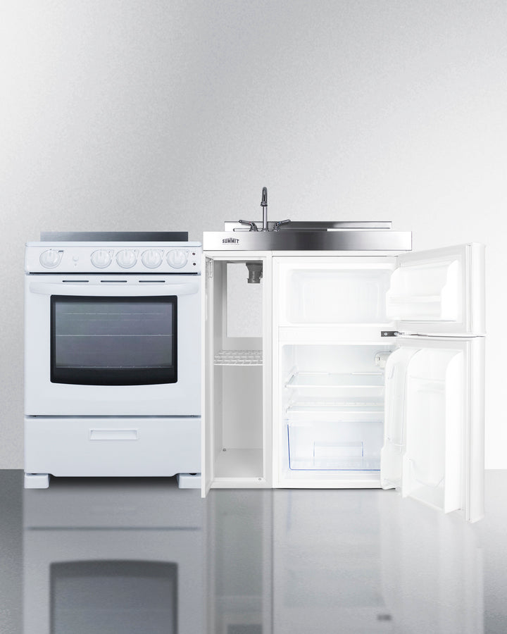 Summit 54" Wide All-in-One Kitchenette with Electric Range Open