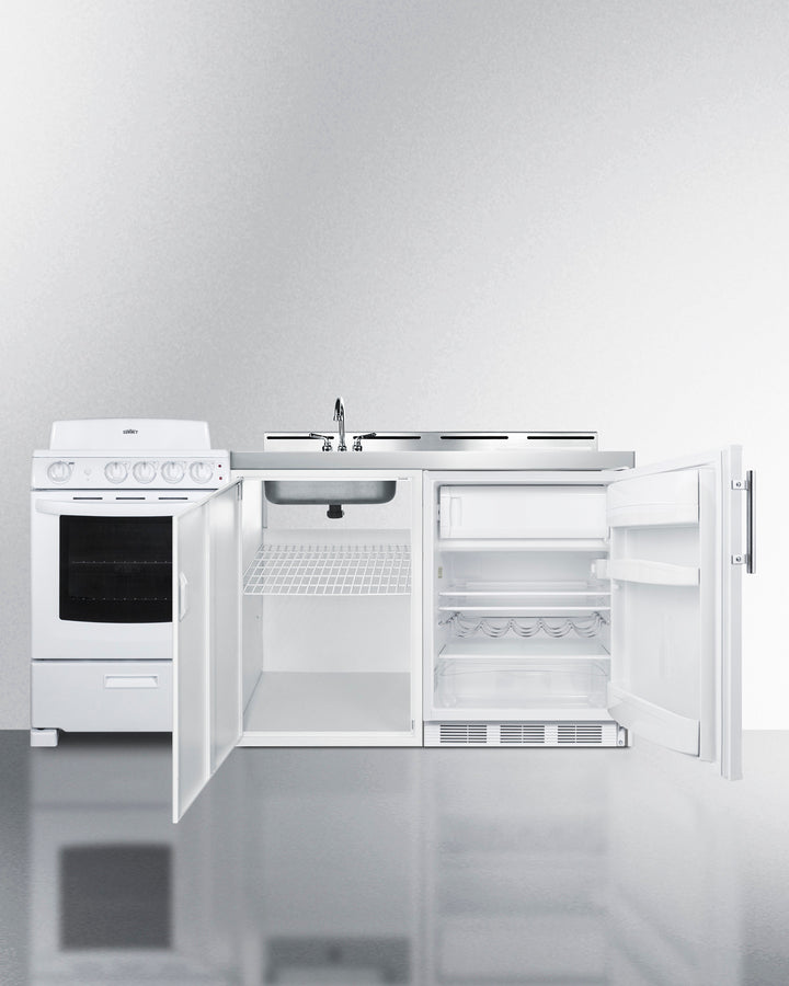 Summit 72" Wide All-in-One Kitchenette with Electric Coil Range Open