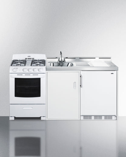 Summit 72" Wide All-in-One Kitchenette with Gas Range Front
