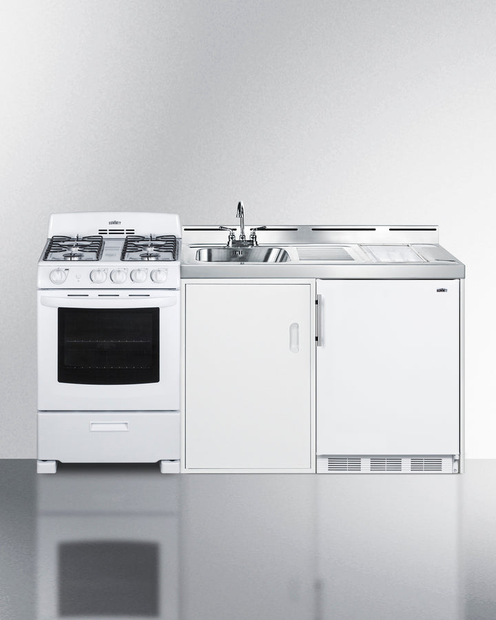 Summit 72" Wide All-in-One Kitchenette with Gas Range Front
