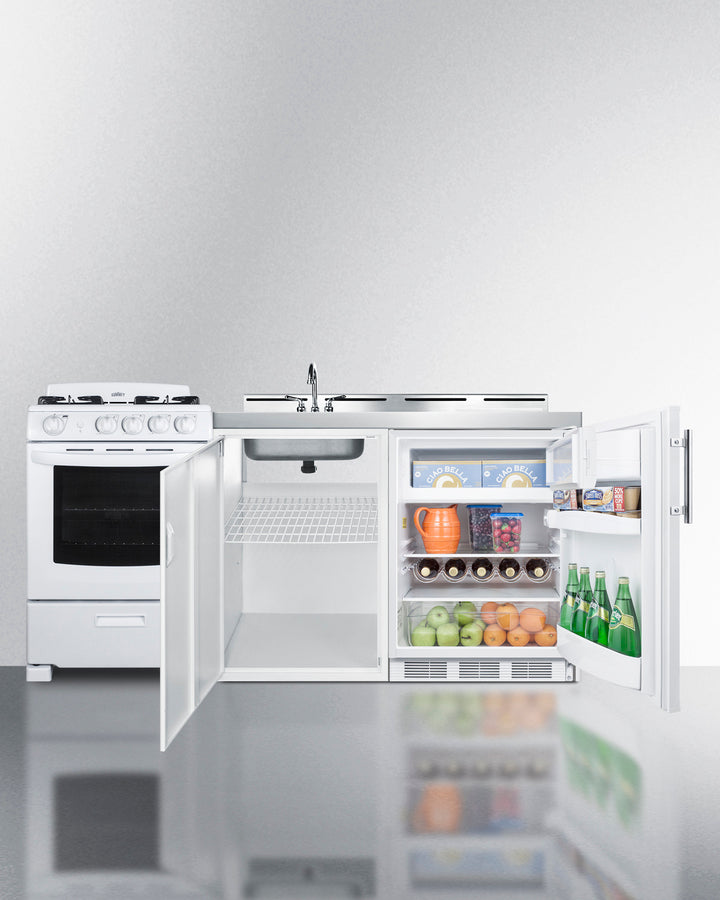 Summit 72" Wide All-in-One Kitchenette with Gas Range Full