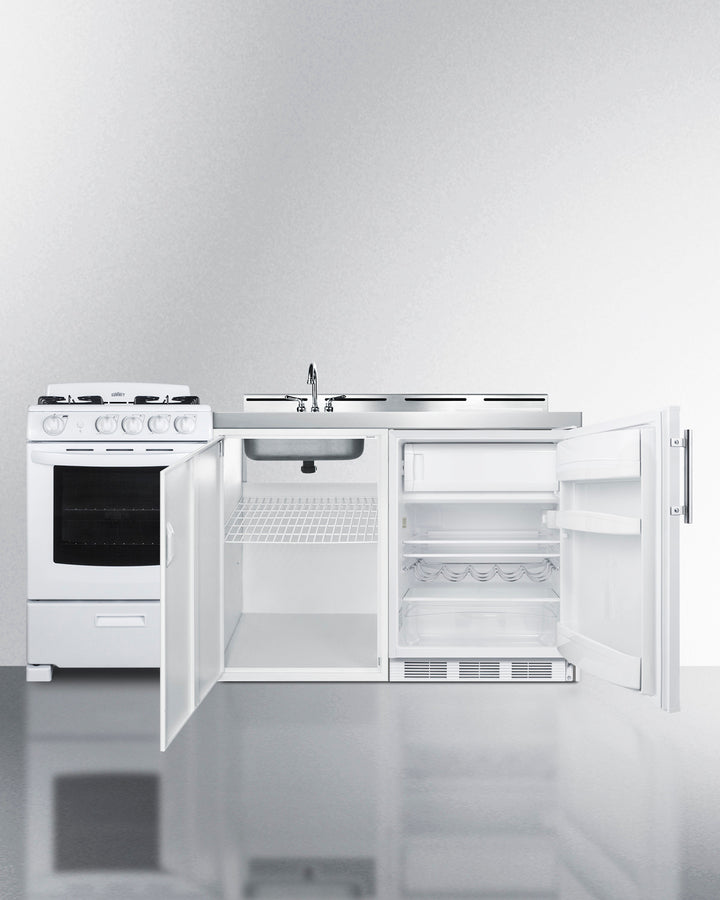 Summit 72" Wide All-in-One Kitchenette with Gas Range Open