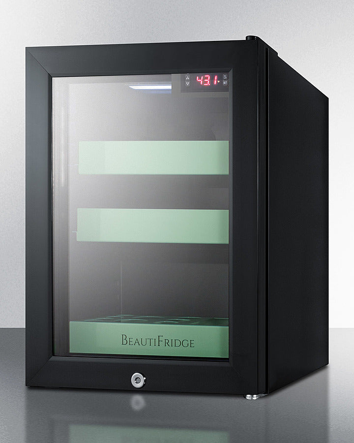 Summit BeautiFridge Cosmetics Cooler with Mint Shelving and Glass Door