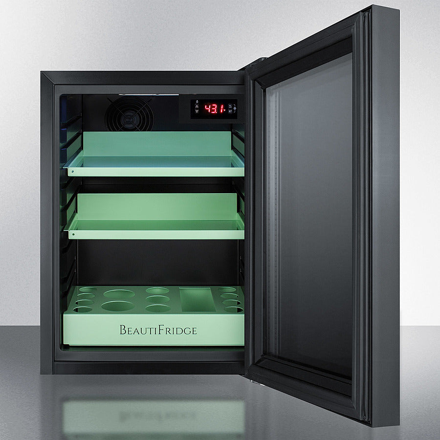 Summit BeautiFridge Cosmetics Cooler with Mint Shelving and Tinted Glass Door
