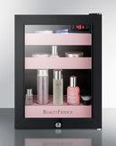 Summit BeautiFridge Cosmetics Cooler with Pink Shelving and Glass Door