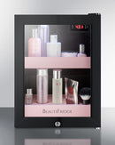 Summit BeautiFridge Cosmetics Cooler with Pink Shelving and Glass Door