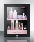 Summit BeautiFridge Cosmetics Cooler with Pink Shelving and Glass Door