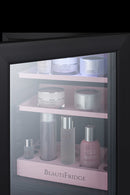 Summit BeautiFridge Cosmetics Cooler with Pink Shelving and Glass Door