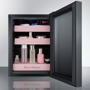 Summit BeautiFridge Cosmetics Cooler with Pink Shelving and Tinted Glass Door