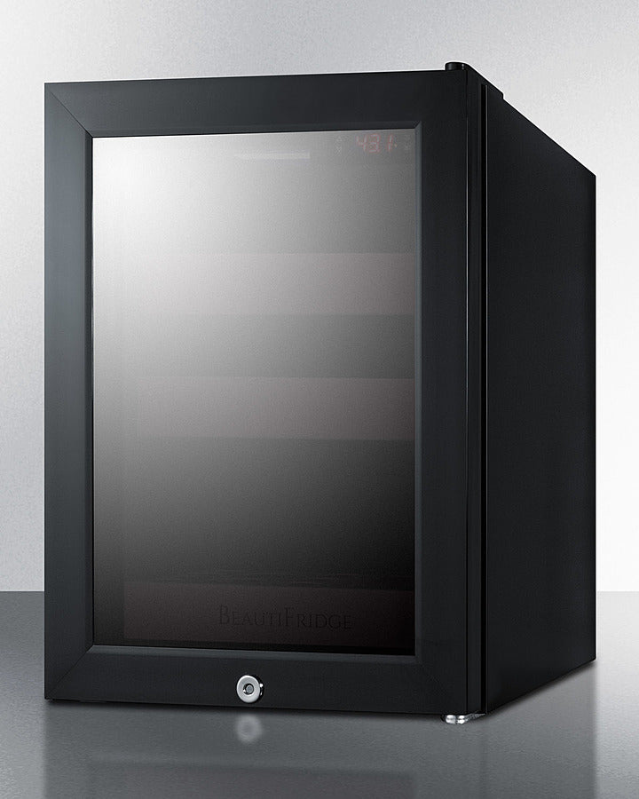 Summit BeautiFridge Cosmetics Cooler with Pink Shelving and Tinted Glass Door
