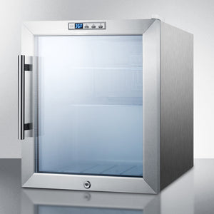 Summit Compact Built-In Glass Door Beverage Center with Stainless Steel Cabinet