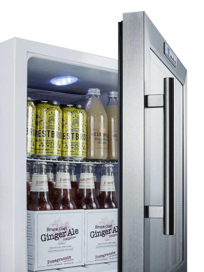 Summit Compact Built-In Glass Door Beverage Center with Stainless Steel Cabinet
