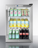 Summit Compact Built-In Glass Door Beverage Center with Stainless Steel Cabinet