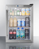 Summit Compact Built-In Glass Door Beverage Center with Stainless Steel Cabinet