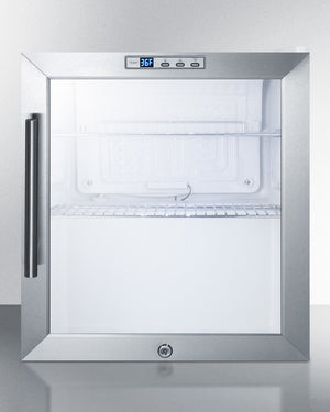 Summit Compact Glass Door Beverage Center with Stainless Steel Cabinet