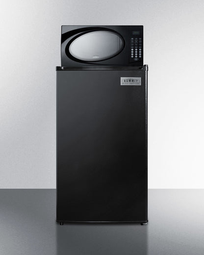 Summit Compact Refrigerator-Freezer-Microwave Combination Unit With Automatic Defrost and Black Finish