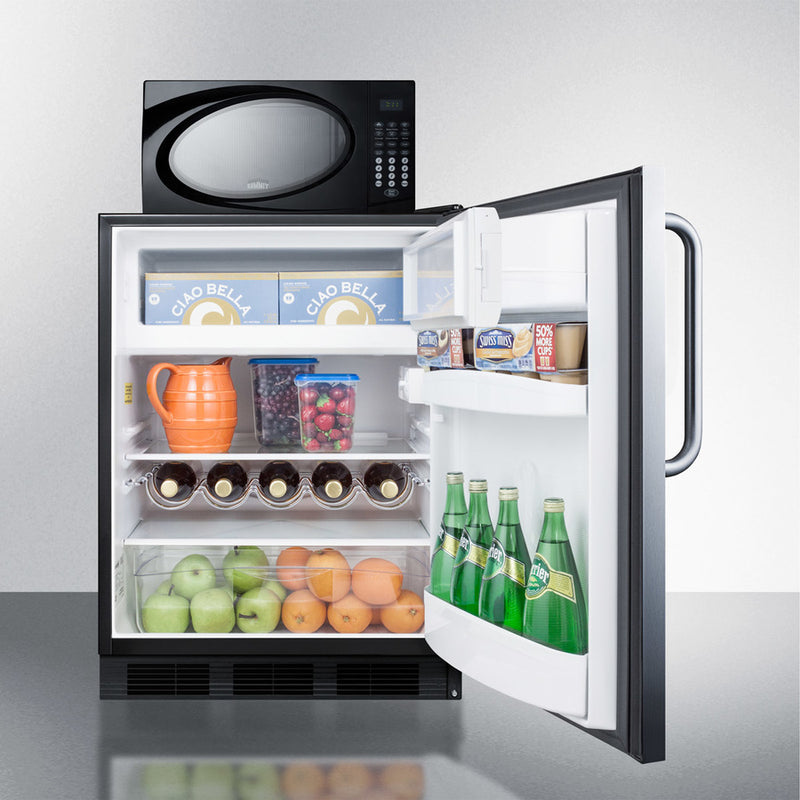 Summit Compact Refrigerator-Freezer-Microwave Unit With Dual Evaporator Cooling and Stainless Steel Door