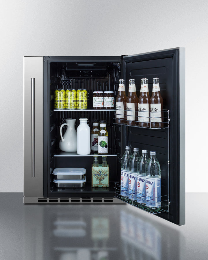 Summit Shallow Depth 24" Wide Built-In All-Refrigerator With Slide-Out Storage Compartment