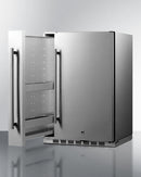 Summit Shallow Depth 24" Wide Outdoor Built-In All-Refrigerator With Slide-Out Storage Compartment 