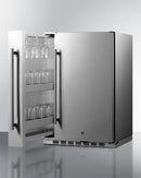 Summit Shallow Depth 24" Wide Outdoor Built-In All-Refrigerator With Slide-Out Storage Compartment 