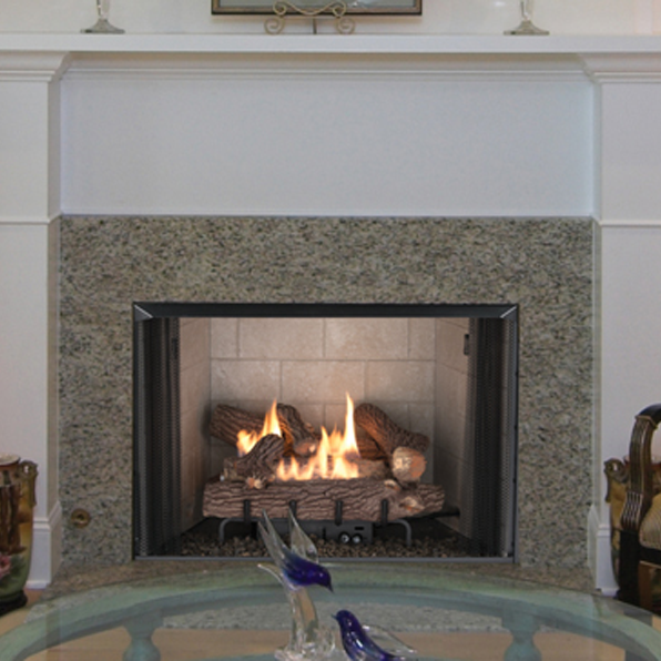 Superior Fireplaces Tall Opening Firebox, Clean Face, White Stacked Brick Liner - VRT2536-42