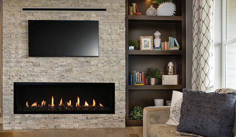 Superior Fireplaces 84" Linear Direct Vent Gas Fireplace with Interior Lights, Electronic Ignition - DRL6084TEN