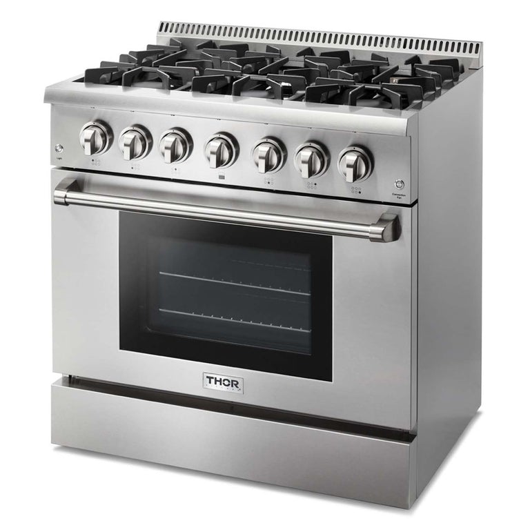 Thor Kitchen 36 in. Gas Burner/Electric Oven Range in Stainless Steel 
