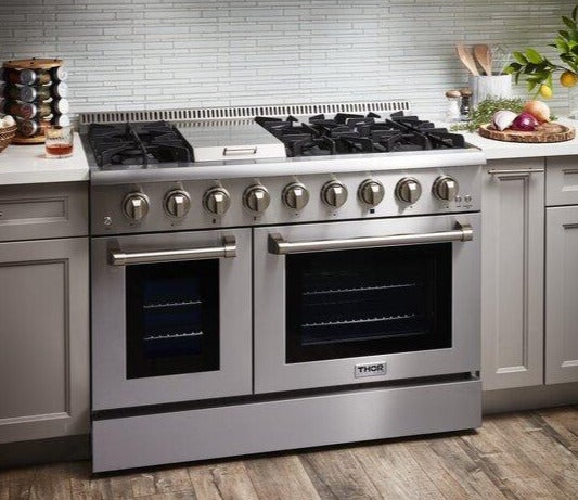 Thor Kitchen 48 in. Gas Burner, Electric Oven 6.7 cu. ft. Range in Stainless Steel
