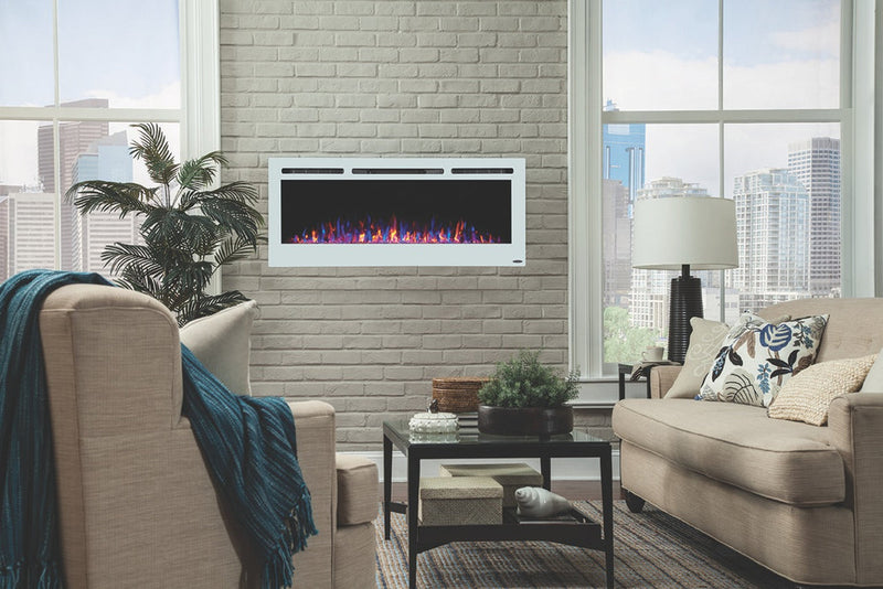 Touchstone Sideline White Recessed Wall Mounted Electric Fireplace Heater 80029